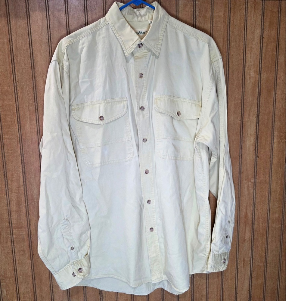 Vintage 90's St John's Bay Button Shirt Yellow Long Sleeve Collared Cotton  Sz M
